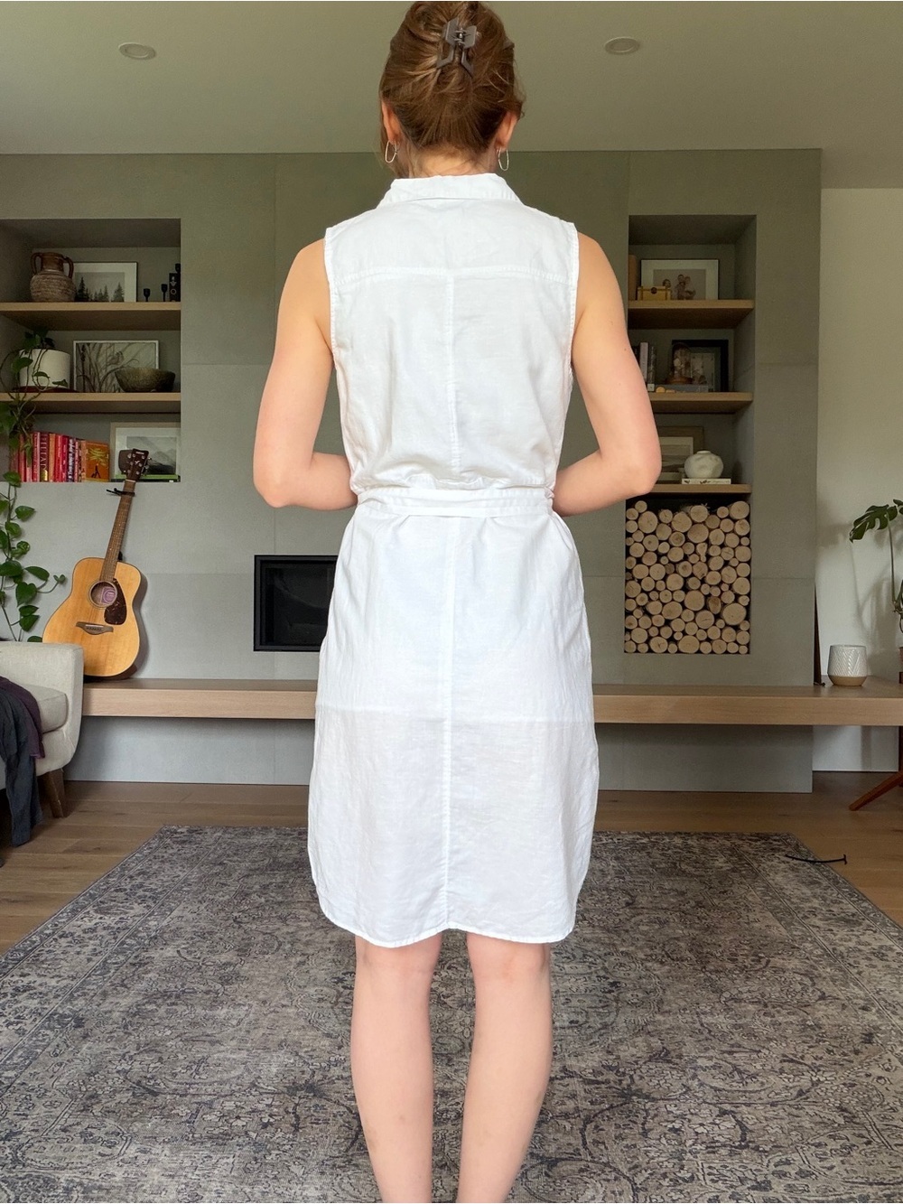 Banana Republic linen and cotton Sleeveless Button Down Tie Waist Midi dress - Picture 5 of 14